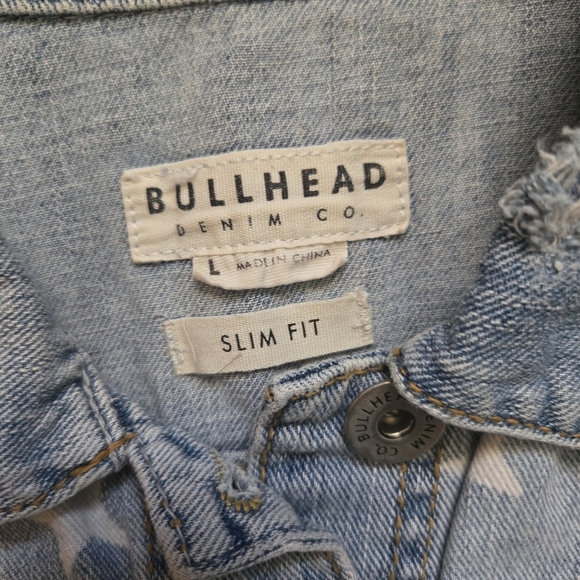 Bullhead Denim Vest with Stars And Stripes Pattern Size Large Slim Fit - Picture 2 of 8